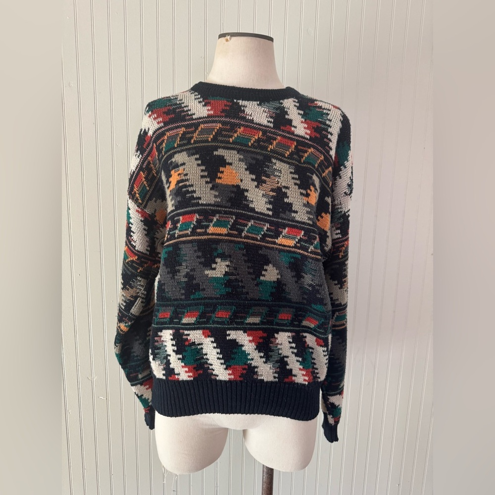 Todays News Geometric Crew Neck Sweater